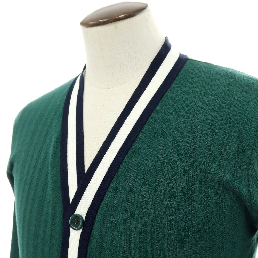 【中古】ルトロワ Letroyes コットン チルデン ニット カーディガン グリーン【サイズ4】【 状態ランクB 】【 メンズ 】