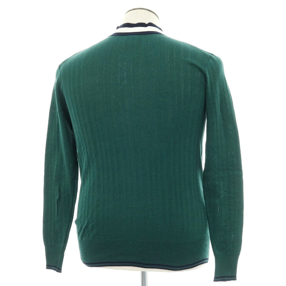 【中古】ルトロワ Letroyes コットン チルデン ニット カーディガン グリーン【サイズ4】【 状態ランクB 】【 メンズ 】
