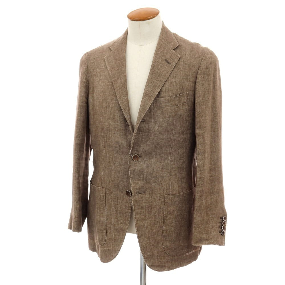 【中古】ラファエル カルーゾ CARUSO Raffaele Caruso Whisper リネン 3B テーラードジャケット ブラウン【サイズ46】【 状態ランクC 】【 メンズ 】