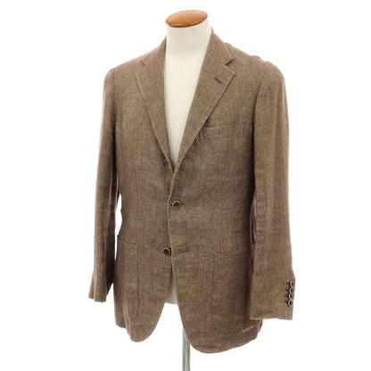 【中古】ラファエル カルーゾ CARUSO Raffaele Caruso Whisper リネン 3B テーラードジャケット ブラウン【サイズ46】【 状態ランクC 】【 メンズ 】