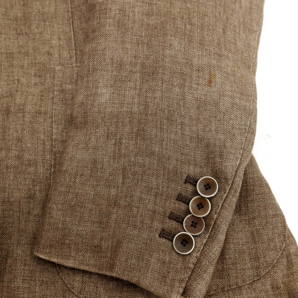 【中古】ラファエル カルーゾ CARUSO Raffaele Caruso Whisper リネン 3B テーラードジャケット ブラウン【サイズ46】【 状態ランクC 】【 メンズ 】