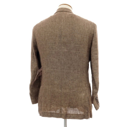 【中古】ラファエル カルーゾ CARUSO Raffaele Caruso Whisper リネン 3B テーラードジャケット ブラウン【サイズ46】【 状態ランクC 】【 メンズ 】