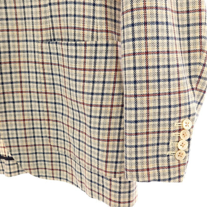 【中古】ベルベスト Belvest ウールシルクリネン チェック 3B テーラードジャケット ベージュxネイビー【サイズ46】【 状態ランクB 】【 メンズ 】
