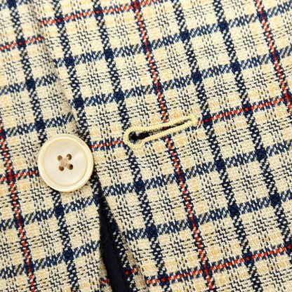 【中古】ベルベスト Belvest ウールシルクリネン チェック 3B テーラードジャケット ベージュxネイビー【サイズ46】【 状態ランクB 】【 メンズ 】