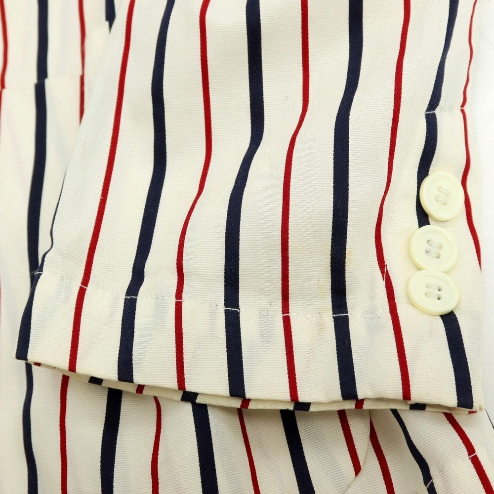 【中古】オリアン ORIAN コットン ストライプ 3B カジュアルジャケット オフホワイトxネイビー×レッド【サイズ44】【 状態ランクC 】【 メンズ 】
