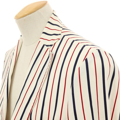 【中古】オリアン ORIAN コットン ストライプ 3B カジュアルジャケット オフホワイトxネイビー×レッド【サイズ44】【 状態ランクC 】【 メンズ 】