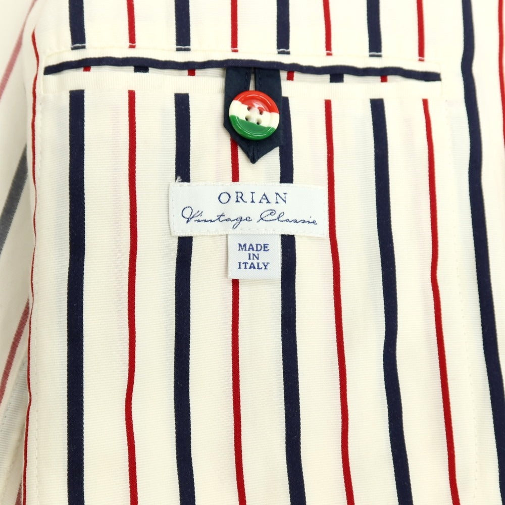 【中古】オリアン ORIAN コットン ストライプ 3B カジュアルジャケット オフホワイトxネイビー×レッド【サイズ44】【 状態ランクC 】【 メンズ 】