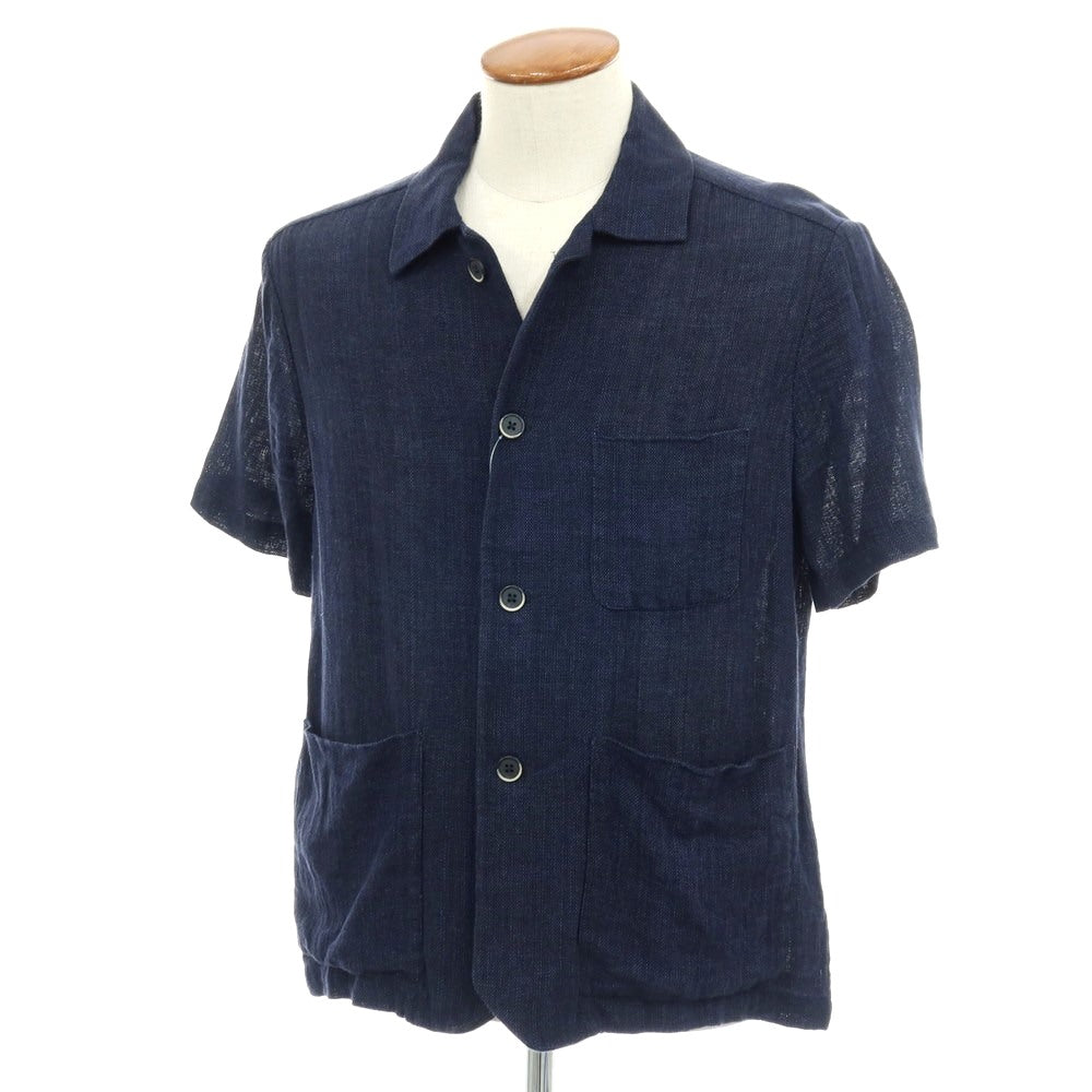 【中古】バレナ BARENA リネンコットン 半袖シャツ ネイビー【サイズ48】【 状態ランクC 】【 メンズ 】