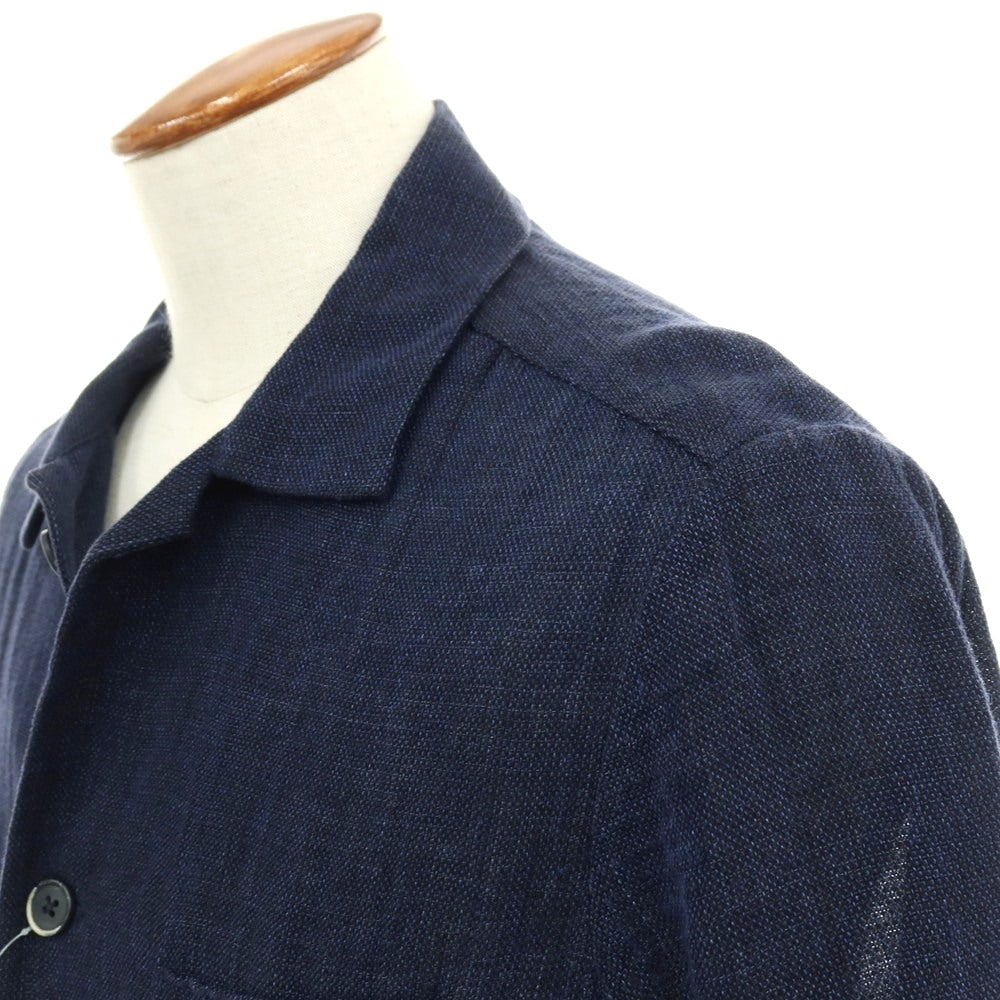 【中古】バレナ BARENA リネンコットン 半袖シャツ ネイビー【サイズ48】【 状態ランクC 】【 メンズ 】