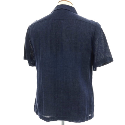 【中古】バレナ BARENA リネンコットン 半袖シャツ ネイビー【サイズ48】【 状態ランクC 】【 メンズ 】