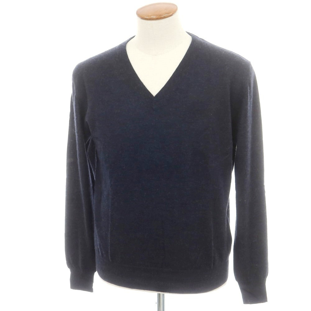 【中古】ロレーナ アントニアッツィ Lorena Antoniazzi ハイゲージ カシミヤ Vネック プルオーバーニット ネイビー【 48 】【 状態ランクB 】【 メンズ 】