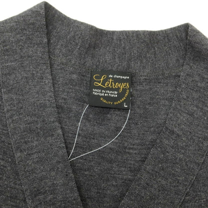 【中古】ルトロワ Letroyes ハイゲージ ウール カーディガン グレー【 L 】【 状態ランクC 】【 メンズ 】