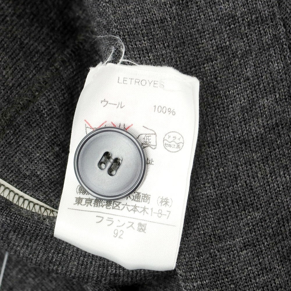 【中古】ルトロワ Letroyes ハイゲージ ウール カーディガン グレー【 L 】【 状態ランクC 】【 メンズ 】