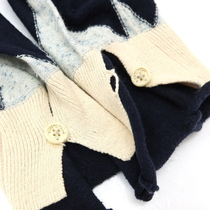 【中古】サイドスロープ SIDE SLOPE コットン アーガイル調 ニット カーディガン ナチュラルxネイビー【サイズ2】【 状態ランクC 】【 メンズ 】