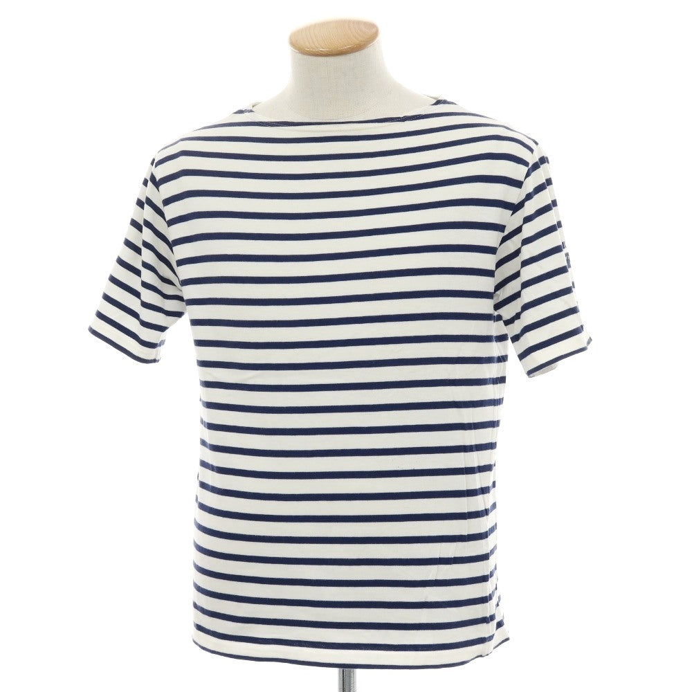 【中古】セントジェームス SAINT JAMES コットン ボーダー ボートネック 半袖Ｔシャツ ホワイトxネイビー【サイズ4】【 状態ランクC 】【 メンズ 】