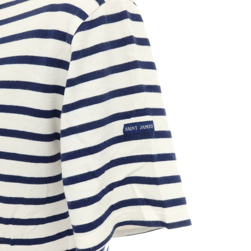 【中古】セントジェームス SAINT JAMES コットン ボーダー ボートネック 半袖Ｔシャツ ホワイトxネイビー【サイズ4】【 状態ランクC 】【 メンズ 】