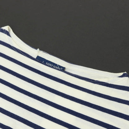 【中古】セントジェームス SAINT JAMES コットン ボーダー ボートネック 半袖Ｔシャツ ホワイトxネイビー【サイズ4】【 状態ランクC 】【 メンズ 】