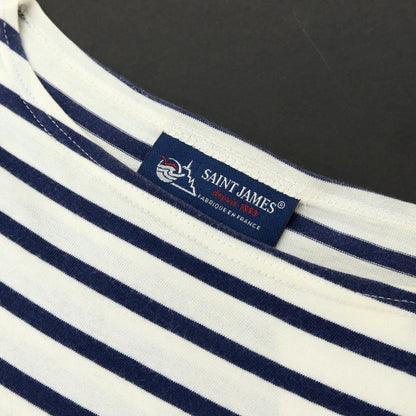 【中古】セントジェームス SAINT JAMES コットン ボーダー ボートネック 半袖Ｔシャツ ホワイトxネイビー【サイズ4】【 状態ランクC 】【 メンズ 】