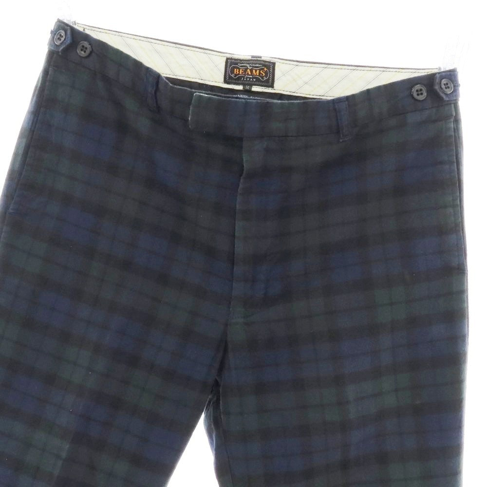 【中古】ビームスプラス BEAMS PLUS コットン チェック カジュアルスラックスパンツ グリーンxネイビー【 M 】【 状態ランクB 】【 メンズ 】