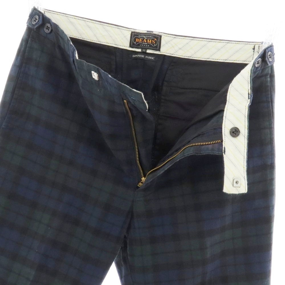 【中古】ビームスプラス BEAMS PLUS コットン チェック カジュアルスラックスパンツ グリーンxネイビー【 M 】【 状態ランクB 】【 メンズ 】