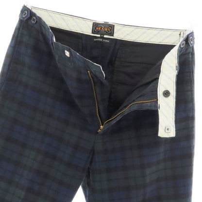 【中古】ビームスプラス BEAMS PLUS コットン チェック カジュアルスラックスパンツ グリーンxネイビー【 M 】【 状態ランクB 】【 メンズ 】