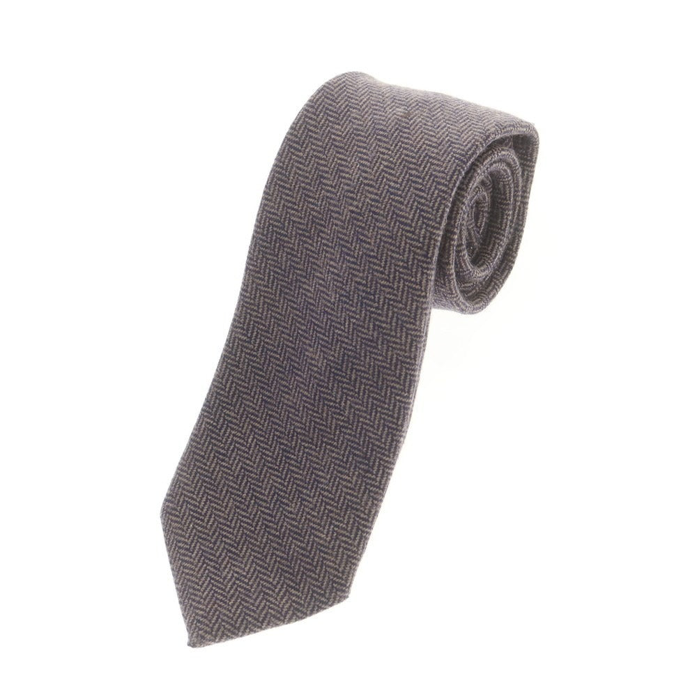 【中古】パオロ アルビザッティ PAOLO ALBIZZATI ウール ヘリンボーン ネクタイ ネイビーxベージュ【 状態ランクB 】【 メンズ 】