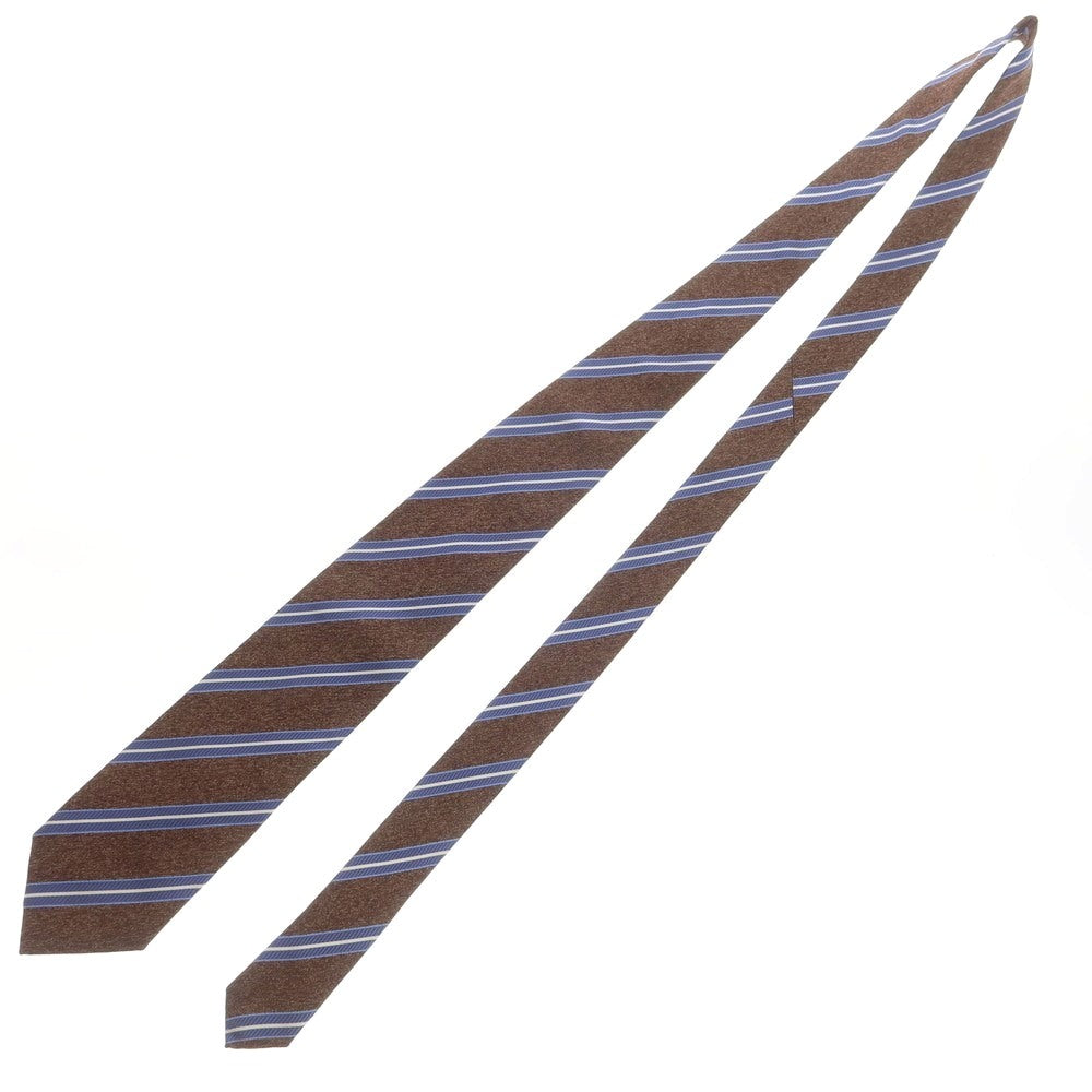 【中古】カラブレーゼ Calabrese シルク ストライプ柄ネクタイ ブラウンxネイビー【 状態ランクB 】【 メンズ 】