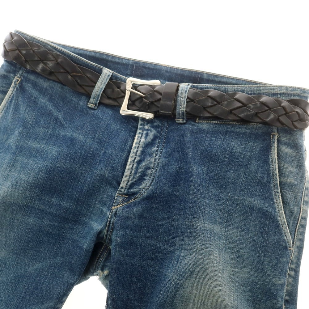 【中古】ジェイアンドエムデヴィッドソン J&amp;M Davidson レザー メッシュベルト ブラックxシルバー【 85 】【 状態ランクC 】【 メンズ 】