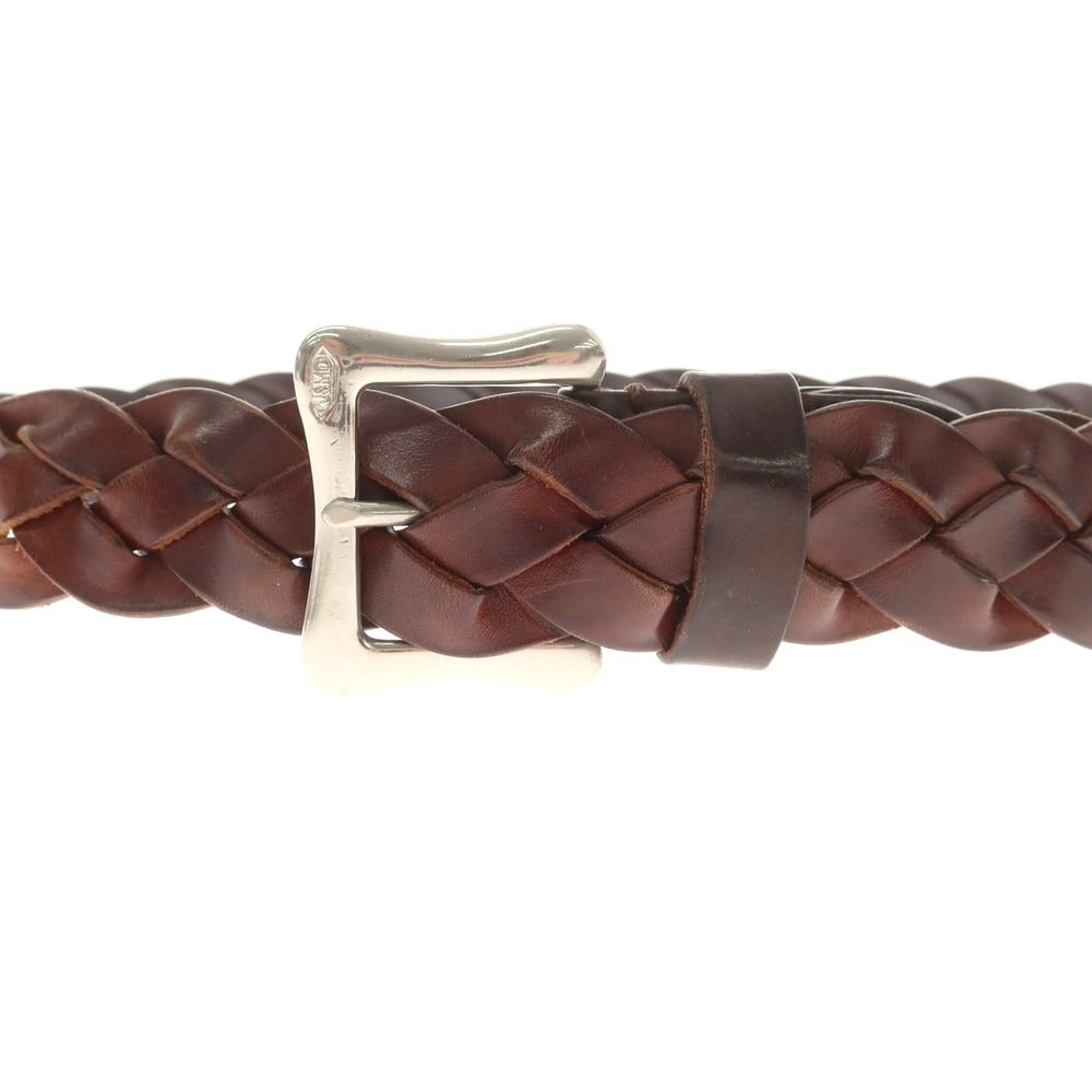 【中古】ジェイアンドエムデヴィッドソン J&amp;M Davidson レザー メッシュベルト ブラウンxシルバー【 85 】【 状態ランクC 】【 メンズ 】