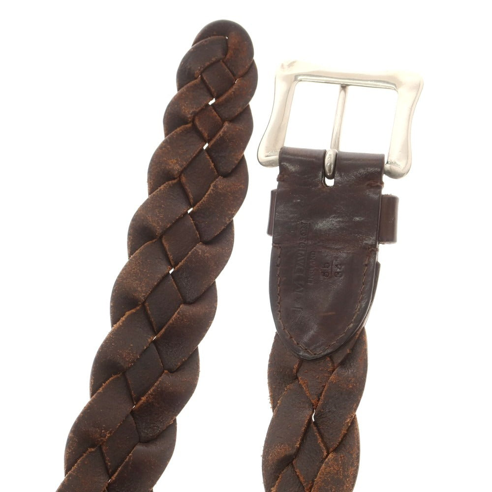 【中古】ジェイアンドエムデヴィッドソン J&amp;M Davidson レザー メッシュベルト ブラウンxシルバー【 85 】【 状態ランクC 】【 メンズ 】