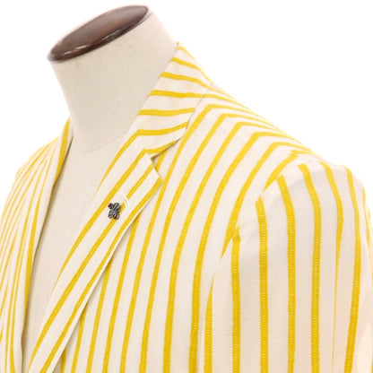 【中古】ジーステージ g-stage コットン ストライプ 2B カジュアルジャケット ホワイトxイエロー【サイズ50】【 状態ランクB 】【 メンズ 】