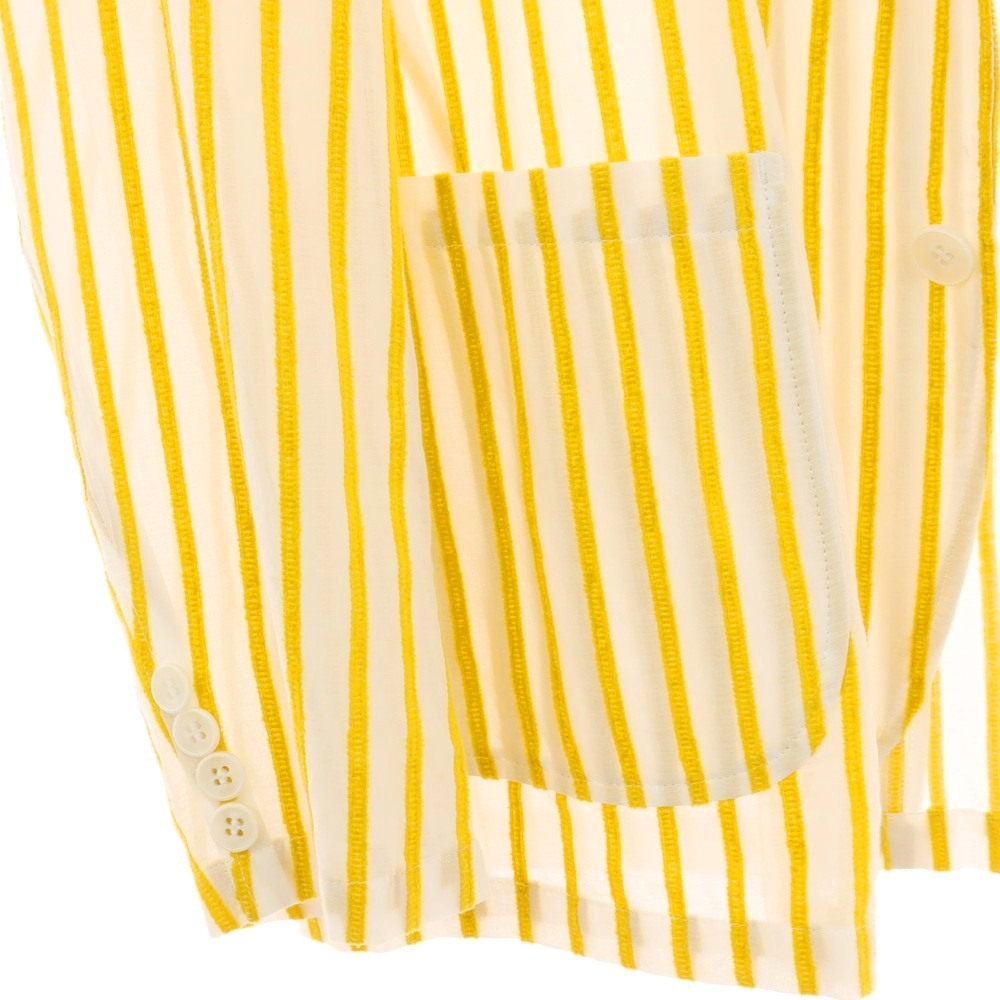 【中古】ジーステージ g-stage コットン ストライプ 2B カジュアルジャケット ホワイトxイエロー【サイズ50】【 状態ランクB 】【 メンズ 】