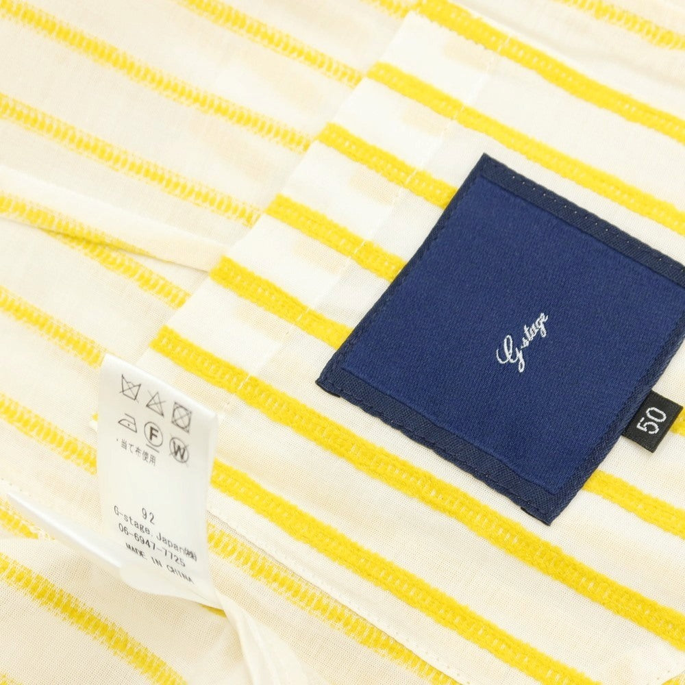 【中古】ジーステージ g-stage コットン ストライプ 2B カジュアルジャケット ホワイトxイエロー【サイズ50】【 状態ランクB 】【 メンズ 】