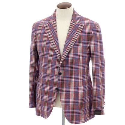 【中古】【未使用】ガブリエレ パジーニ Gabriele Pasini コットンウール チェック 3B テーラードジャケット パープル【サイズ52】【 状態ランクS 】【 メンズ 】
