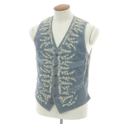 【中古】ポールスミス Paul Smith コーデュロイ 刺しゅう カジュアル系ジレ ベスト ブルー【 L 】【 状態ランクA 】【 メンズ 】
