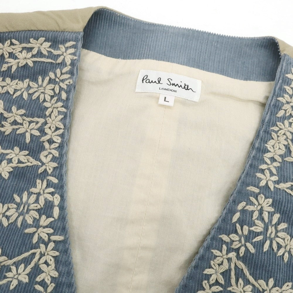 【中古】ポールスミス Paul Smith コーデュロイ 刺しゅう カジュアル系ジレ ベスト ブルー【 L 】【 状態ランクA 】【 メンズ 】