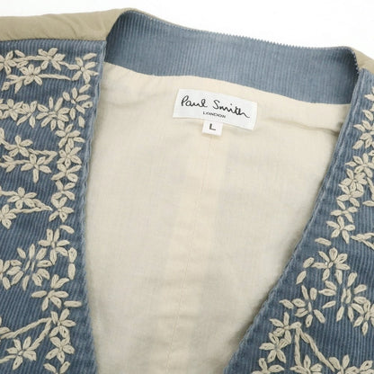 【中古】ポールスミス Paul Smith コーデュロイ 刺しゅう カジュアル系ジレ ベスト ブルー【 L 】【 状態ランクA 】【 メンズ 】