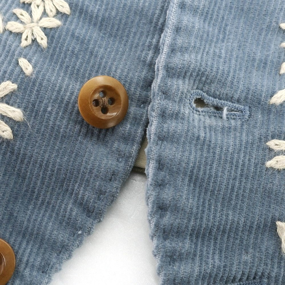 【中古】ポールスミス Paul Smith コーデュロイ 刺しゅう カジュアル系ジレ ベスト ブルー【 L 】【 状態ランクA 】【 メンズ 】