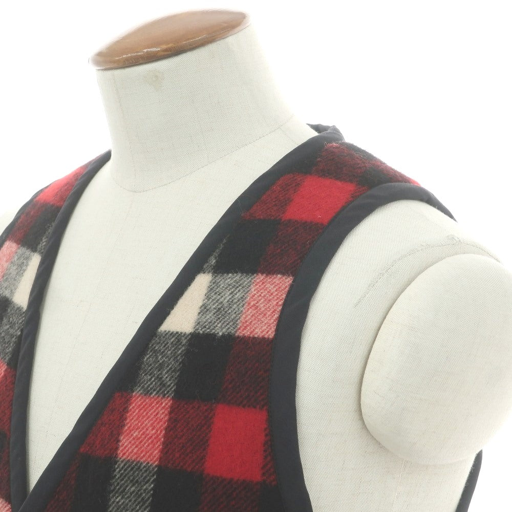 【中古】ウールリッチ WOOLRICH BEBOP ウールナイロン チェック カジュアル系ジレ ベスト レッド【 サイズ2 】【 状態ランクB 】【 メンズ 】 [BPD]