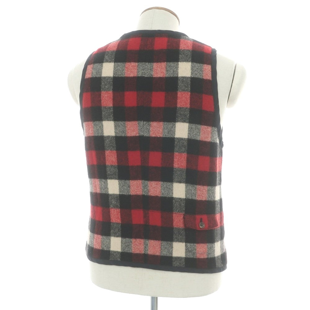 【中古】ウールリッチ WOOLRICH BEBOP ウールナイロン チェック カジュアル系ジレ ベスト レッド【 サイズ2 】【 状態ランクB 】【 メンズ 】 [BPD]
