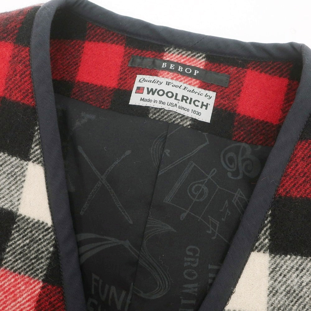 【中古】ウールリッチ WOOLRICH BEBOP ウールナイロン チェック カジュアル系ジレ ベスト レッド【 サイズ2 】【 状態ランクB 】【 メンズ 】 [BPD]