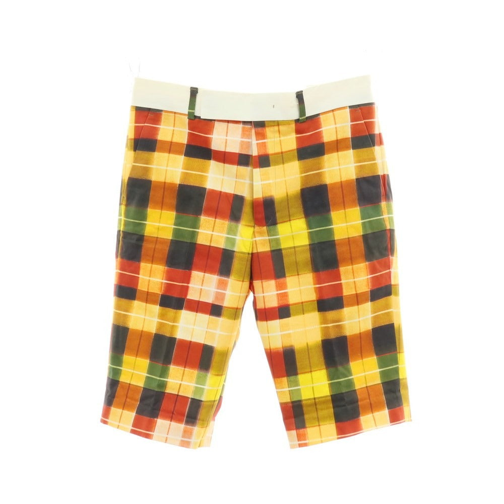 【中古】ポールスミス Paul Smith ストレッチ コットン チェック プリント ショートパンツ オレンジ【サイズＬ】【 状態ランクA 】【 メンズ 】