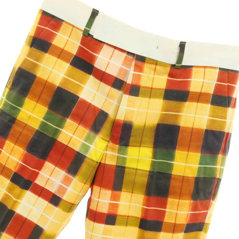 【中古】ポールスミス Paul Smith ストレッチ コットン チェック プリント ショートパンツ オレンジ【サイズＬ】【 状態ランクA 】【 メンズ 】