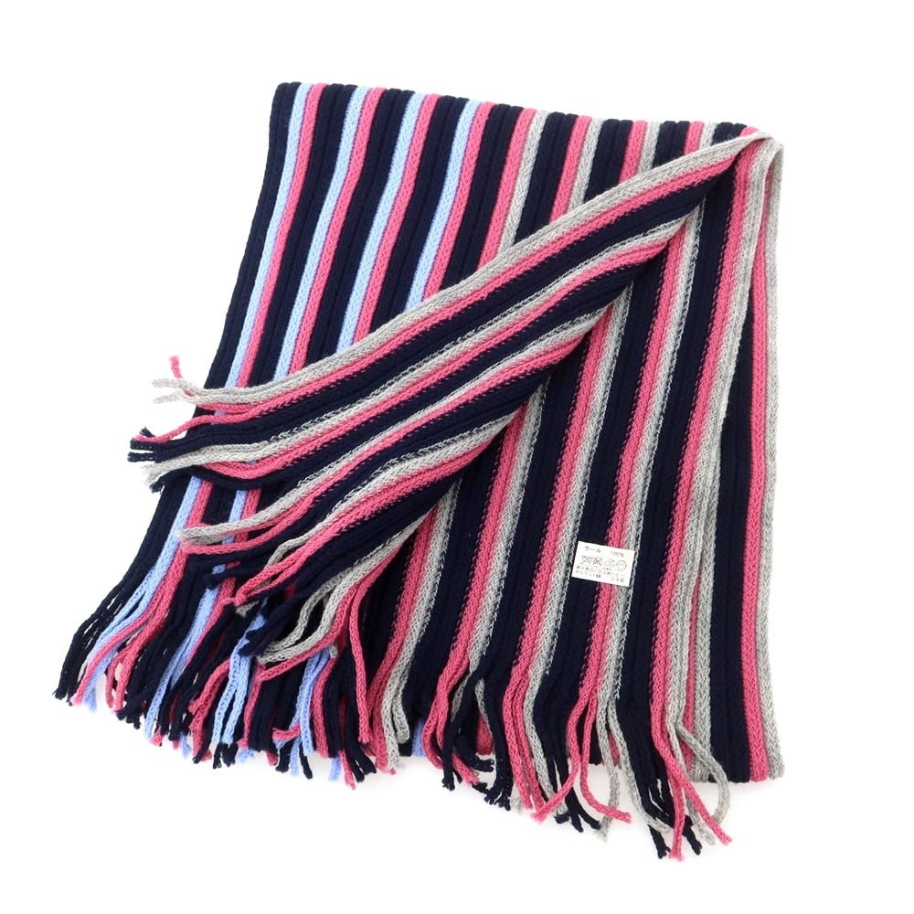 【中古】クリケット CRICKET ウール ニット マフラー ネイビーxピンク【 － 】【 状態ランクA 】【 メンズ 】