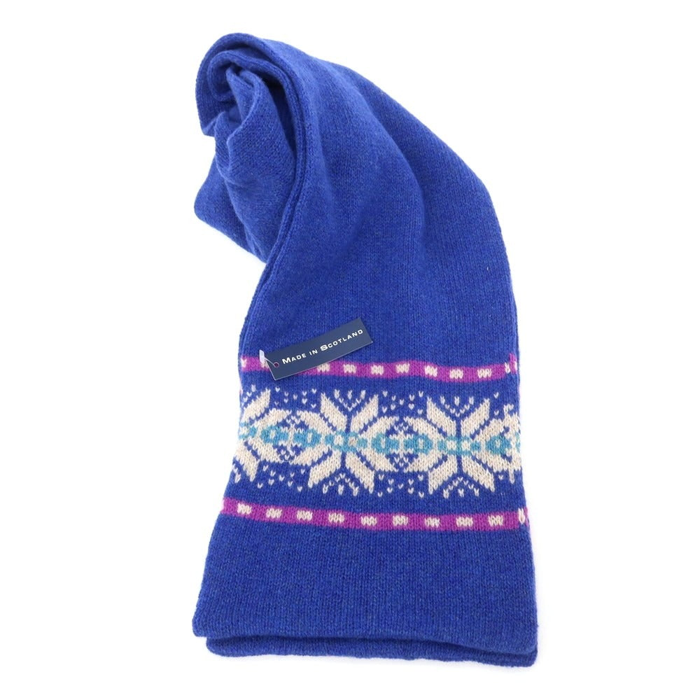 【中古】ロバート マッキー ROBERT MACKIE ウール ニット ノルディック柄 マフラー ブルー【 － 】【 状態ランクA 】【 メンズ 】