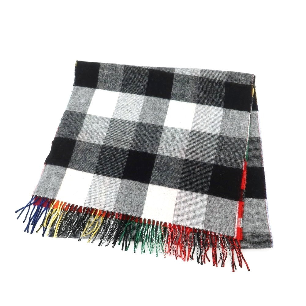 【中古】グレンプリンス Glen Prince ウール チェック柄 ストール マルチカラーxブラック【 － 】【 状態ランクB 】【 ユニセックス 】