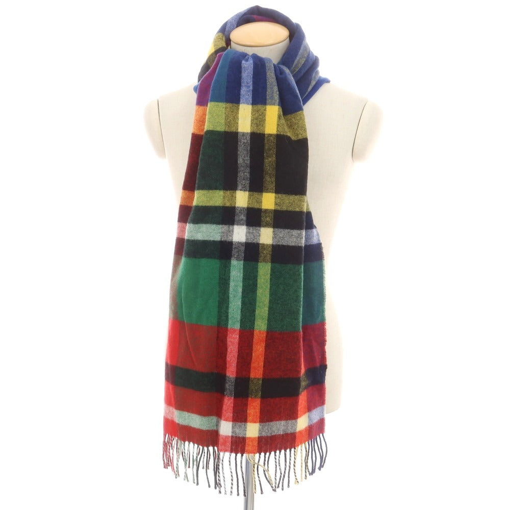 【中古】グレンプリンス Glen Prince ウール チェック柄 ストール マルチカラーxブラック【サイズ－】【 状態ランクB 】【 ユニセックス 】[CPD]