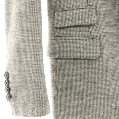 【中古】イレブンティ eleventy ウールコットン ジャージー ハウンドトゥース 2B カジュアルジャケット グレー【 44 】【 状態ランクC 】【 メンズ 】