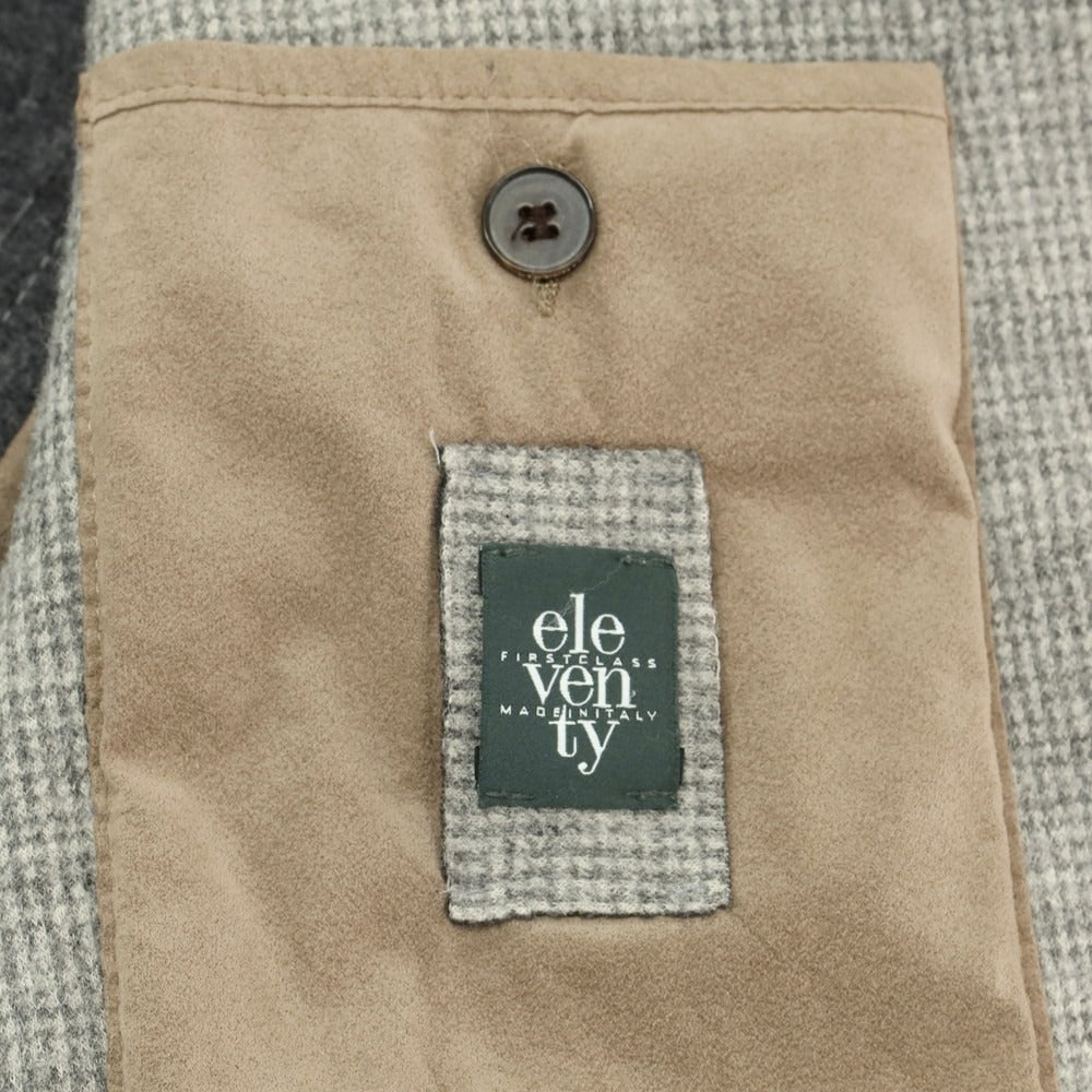 【中古】イレブンティ eleventy ウールコットン ジャージー ハウンドトゥース 2B カジュアルジャケット グレー【 44 】【 状態ランクC 】【 メンズ 】