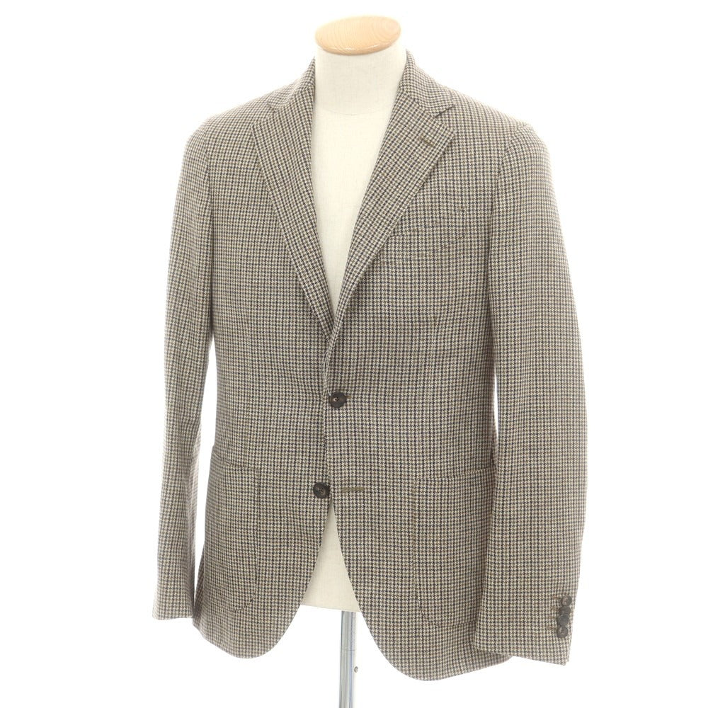 【中古】ラルディーニ LARDINI ウールコットン ガンクラブチェック 3B テーラードジャケット ネイビーxブラウン【 44 】【 状態ランクA 】【 メンズ 】